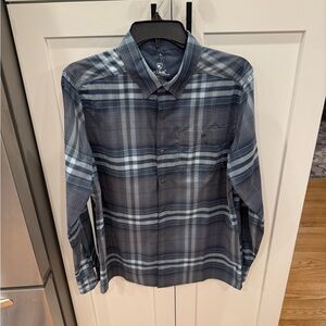 Kuhl Men's Blue and Gray Plaid Button Down Shirt